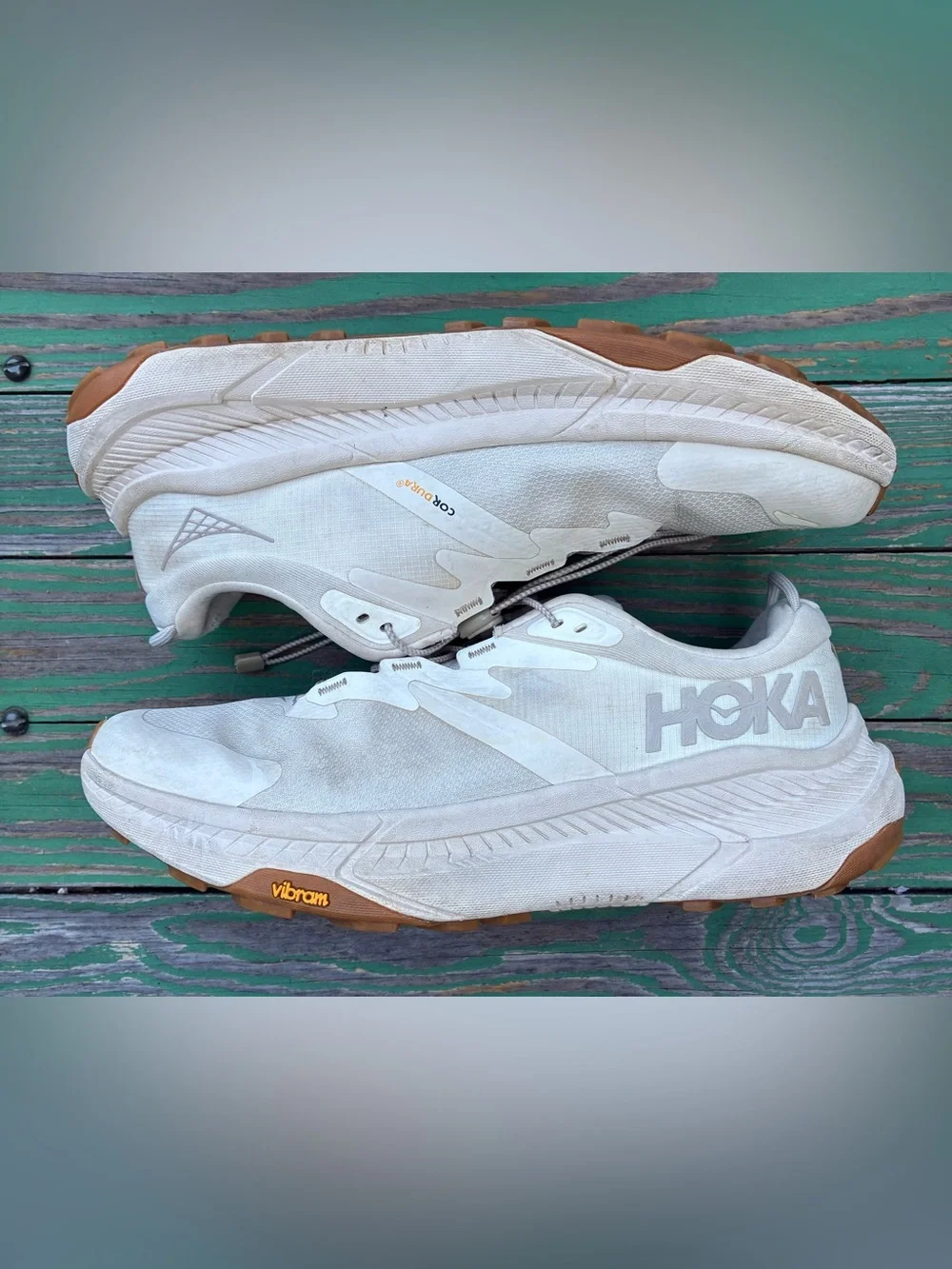 HOKA Womens Transport Running Walking Shoes Sneakers Eggnog Sz 10 B Vibram